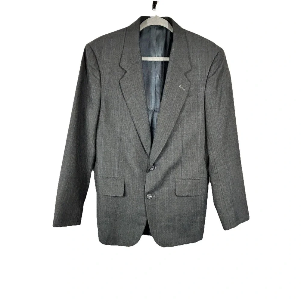 Hunting Horn Classics Men's Gray Wool Blend 40 Suit 29S‎ Pleated Pants Vintage